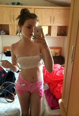Young babe makes selfie, several amateur