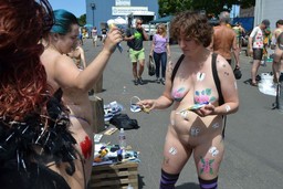 Naked me and women, body art photo
