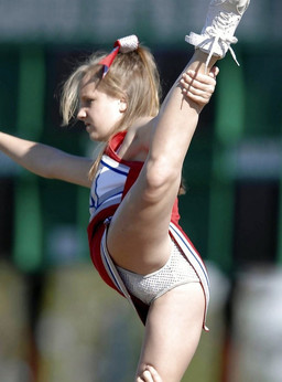 Teens cheerleaders during training..