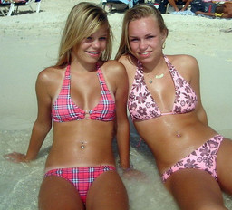 Playful young school girls, bikini