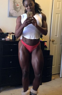 Athletic black women with perfect..